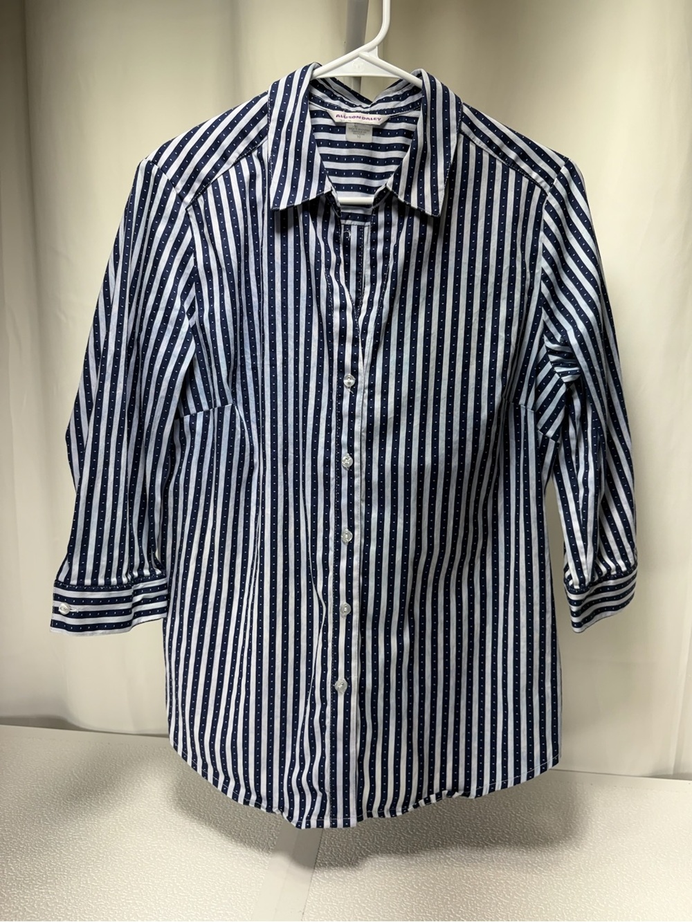 Allison Daley Navy & White Striped Button-Down Shirt 4417